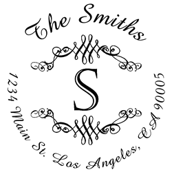 Round Flourish Border Letter S Monogram Stamp Sample